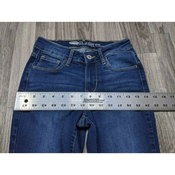 Old Navy Womens Blue The Rockstar Mid Rise Slim Fit Cropped Jeans Size 0 Regular - Picture 8 of 11